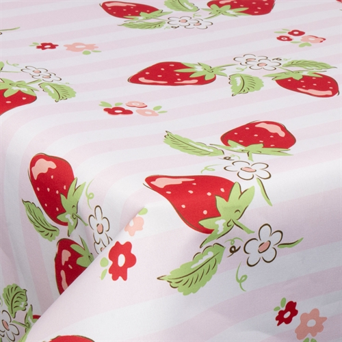 Textil vaxduk med akrylbeläggning - Strawberry Dream - 140 cm bred - På metervara