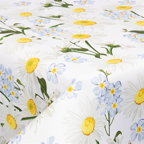 Textil vaxduk med akrylbeläggning - Blommande Tusenskönor - 140 cm bred - På metervara