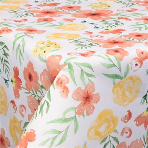 Textil vaxduk med akrylbeläggning - Big flower multi - 140 cm bred - På metervis
