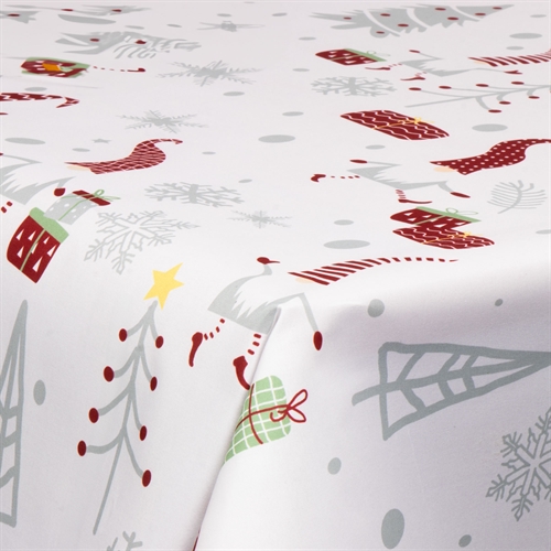 Textil vaxduk med akrylbeläggning - Med julmotiv - Christmas gnome - 140 cm bred - På metervara