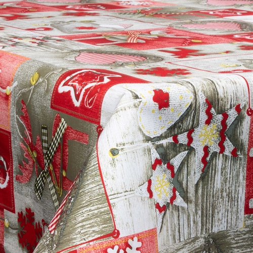 Textil vaxduk med akrylbeläggning - Med julmotiv - Christmas heart - 140 cm bred - På metervara