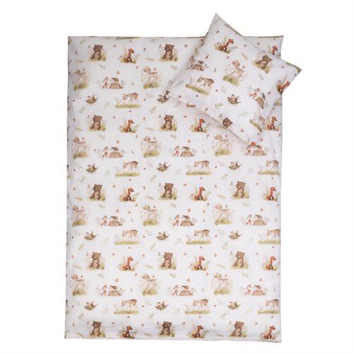 Sengetøy 70x100 cm - Baby sengesett med hjorter og bjørner - 100% bomulls sengetøy - Nordstrand Home