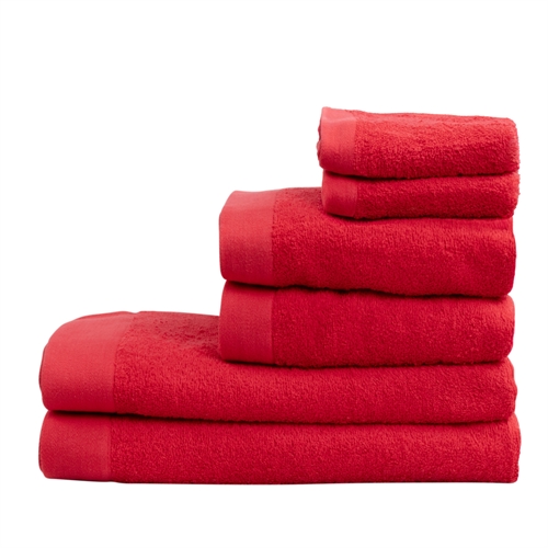 Handdukpaket med 6 st. - 100% Mjuk bomull med hög absorberingsförmåga - Röda handdukar från danska By Borg
