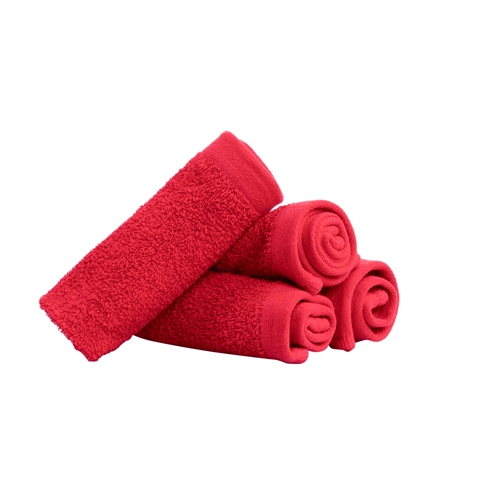 Tvättlappar 4-pack - 100% Mjuk bomull med hög absorberingsförmåga - 30x30 cm - Röda tvättlappar från danska By Borg