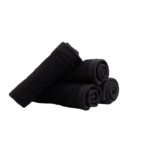 Tvättlappar 4-pack - 100% Mjuk bomull med hög absorptionsförmåga - 30x30 cm - Svarta tvättlappar från danska By Borg