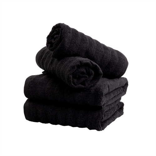 Badhanddukar 2 st. i 100% kammad bomull - Mjuka svarta handdukar 70x140 cm från Borg Living