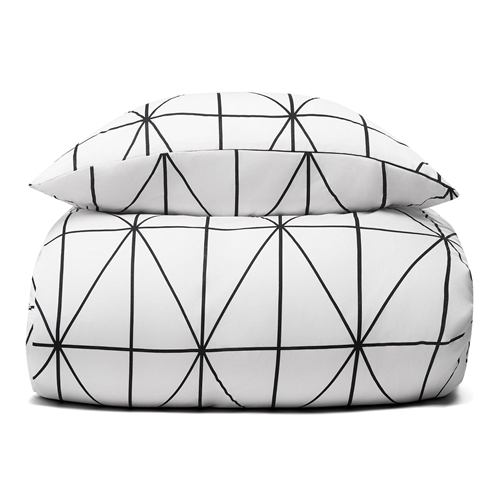 Sängkläder 100% bomull - 140x220 cm - Vitt bäddset med harlekinmönster - Nordstrand Home täcke