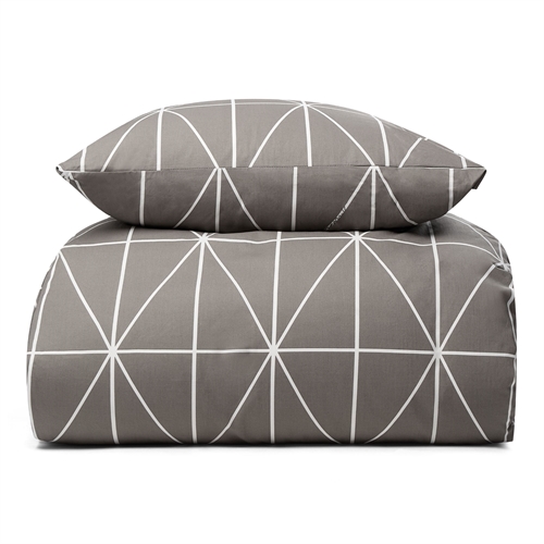 Sängkläder i 100% bomull - 140x200 cm - Ljusgrå bäddset med harlekinmönster - Nordstrand Home påslakan