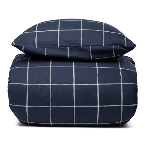 Sängkläder 100% bomull - 140x220 cm - Mörkblått påslakanset med vita rutor - Nordstrand Home påslakan