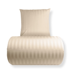 Sängkläder - 100% bomullsatin - Jacquardvävda sandfärgade ränder