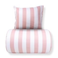 Sänglinne - 100% bomullssatin - Nordic Stripe - Breda ljusrosa ränder