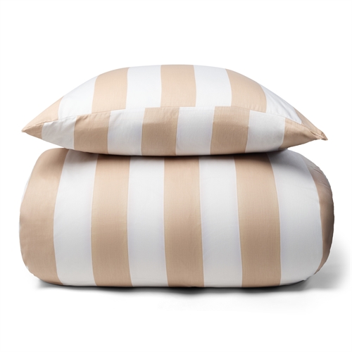 Sängkläder i 100% mjuk och härlig bomullssatin - Vackra naturfärgad ränder - 140x200 cm - Nordic Stripe bäddset från By Night