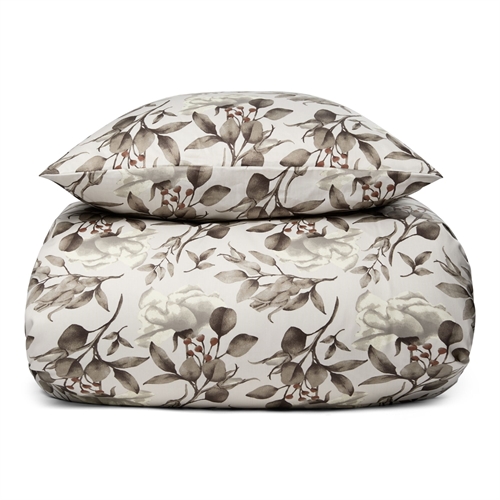 Blommiga sängkläder 140x220 cm - 100% mjuk bomullssatin - Blossom white - By Night sängkläder