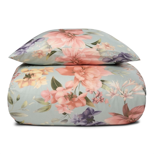 Blommiga sängkläder 140x220 cm - 100% mjuk bomullssatin - Summer Bloom - By Night sängkläder