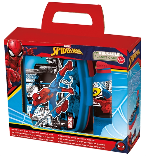 Alternativ bild 1 för Spindelmannen matlåda med vattenflaska - matlåda i 2 delar för barn - Spindelmannen