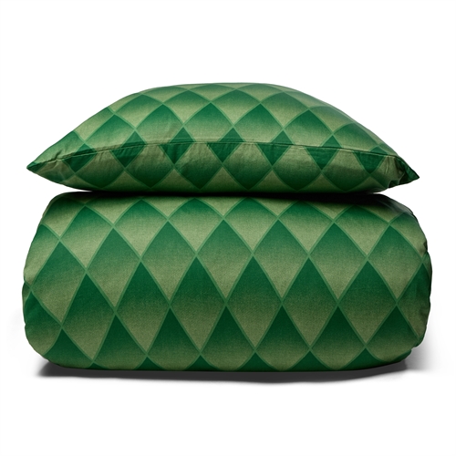 Sängkläder i 100% mjuk och lyxig bomullssatin - Harlekinmönster i vacker grön färg - 140x200 cm - Bäddset från By Night