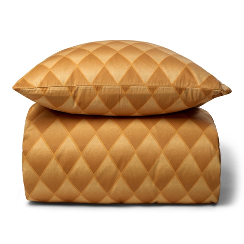 Sängkläder i 100% mjuk och lyxig bomullssatin - Harlekinmönster i vacker orange färg - 140x200 cm - Bäddset från By Night