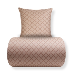 Sängkläder - 100% bomullssatin - Beige rombmönster