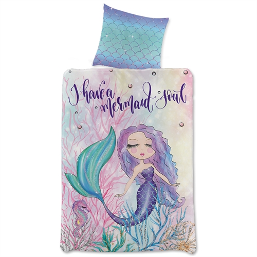Havfrue sengetøy 140x200 cm - Mermaid soul - Sengesett med 2 i 1 design - Barne sengetøy i 100% bomull