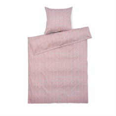 JUNA sängkläder - 100% ekologisk bomullssatin - Pleasantly blå med rosa blommor