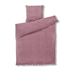 JUNA sängkläder 140x200 cm - 100% ekologisk bomull - Kreppsängkläder plommon/rosa