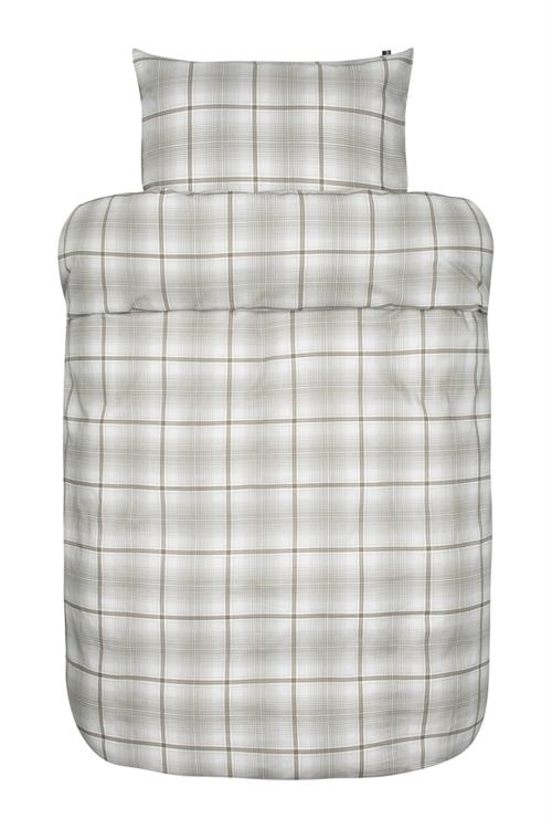 Påslakanset - 140x220 cm - Høie - Poul valnöt - 100% extra fin bomull - Sängkläder med bruna rutor