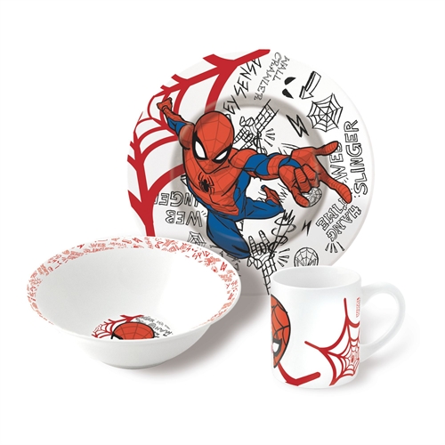Spindelmannen barnservis i keramik - Matsset i 3 delar för barn - Spindelmannen
