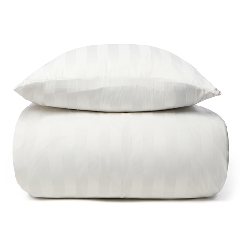 Bambu sängkläder - 140x220 cm - 100% naturligt bambu - Vitt, jacquardvävt bäddset med ränder