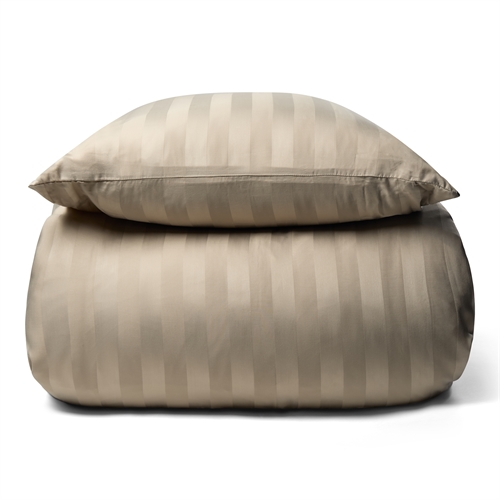 Bambu sängkläder - 140x220 cm - 100% naturligt bambu - Sandfärgad, jacquardvävt bäddset med ränder