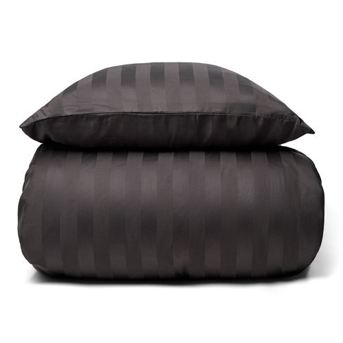 Bambu sängkläder - 100% naturligt bambu - 140x200 cm - Grått, jacquardvävt bäddset med ränder