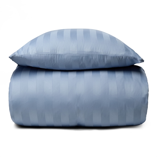 Bambu sängkläder - 140x220 cm - 100% naturligt bambu - Blått, jacquardvävt bäddset med ränder