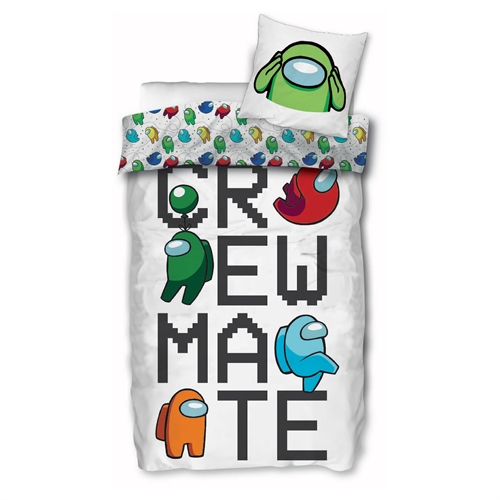 Among Us sängkläder - 150x210 cm - Crew Mate - Vändbart täcke - 100 % bomullsbäddset