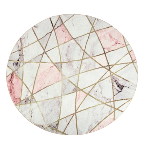 Runt matta - Golvmatta Ø 160 cm - Lös matta med halkfri baksida - Vit matta med marmoreffekt - Mjuk golvmatta från Nordstrand Home Agnes