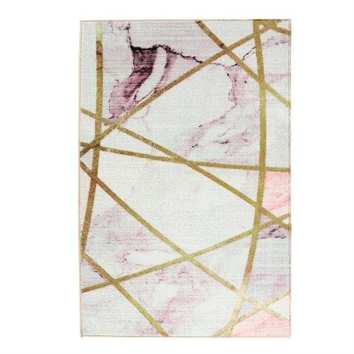 Matta - Stor matta 200x300 cm - Lös matta med halkfri baksida - Vit matta med marmoreffekt - Mjuk matta från Nordstrand Home Agnes