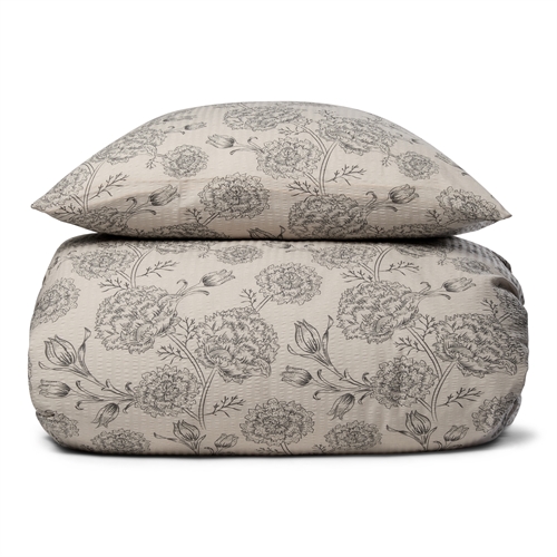 Kreppsängkläder kingsize 240x220 cm - Blommigt sängset - 100% bomull - Krepp sänglinne - By Night 