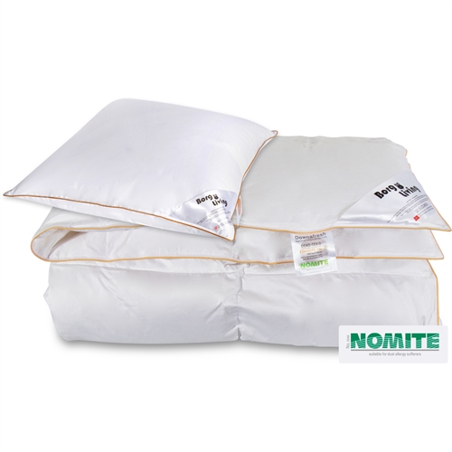 Täcke- och kuddset med gåsdun - 1 säsongstäcke 140x200 cm & 1 kudde 60x63 cm - Set med täcke och kuddar - Borg Living gåsduntäcke