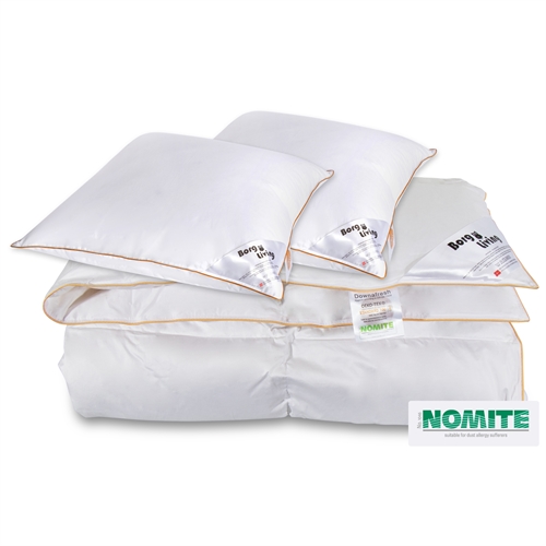 Dubbeltäcke set 240x220 cm med gåsdun - 1 st Kingsize täcke för alla årstider & 2 kuddar - Borg Living set med täcke och kuddar