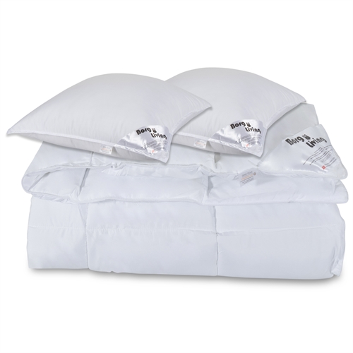 Set med täcke och kudde - Dubbelt helårs fibertäcke 240x220 cm + 2x kudde 60x63 cm - Microfiber täcke - Borg Living