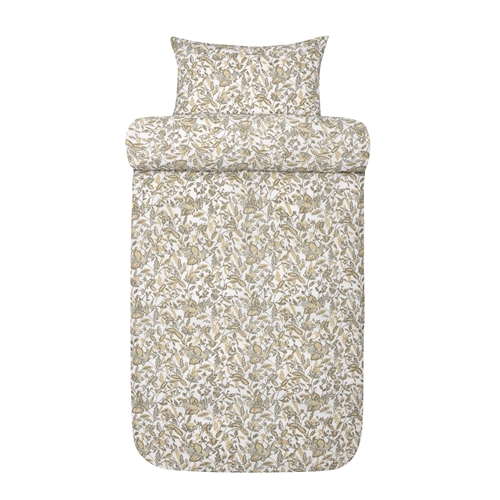 Vävt kreppsängkläder 140x200 cm - Grönt påslakan med blad - 100% mjuk bomull - Kreppsängkläder - Barbro Høie Of Scandinavia