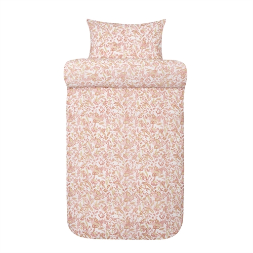 Vävt kreppsängkläder 140x220 cm - Grönt påslakan med blad - 100% mjuk bomull - Kreppsängkläder - Barbro Høie Of Scandinavia