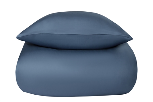 Dubbelt påslakanset i bambu - 200x220 cm - 100% naturlig bambu - Nature By Borg - Blå satinvävt dubbelt påslakanset