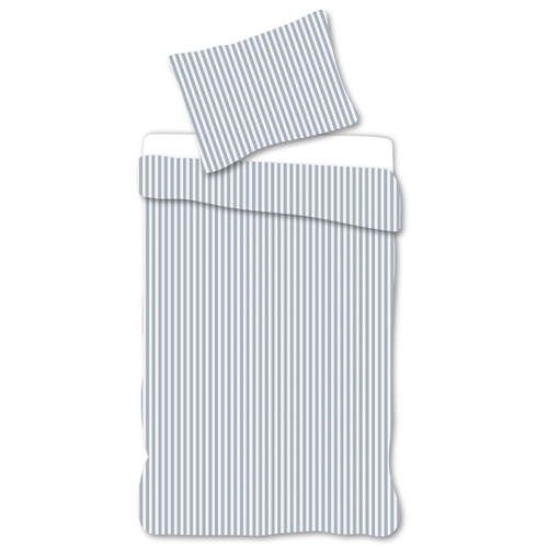 Junior sengetøy 100x140 cm - Sengesett med hvite og blå striper - 100% mykt bomulls sengetøy