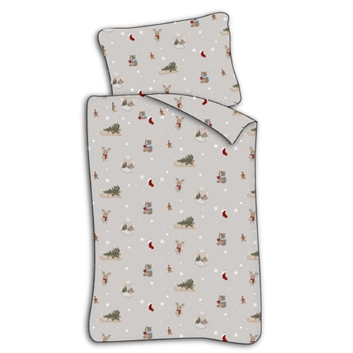 Baby julesengetøy 70x100 cm - Jule sengesæt med juleikoner - Cozy Christmas - 100% blødt bomulds sengelinned