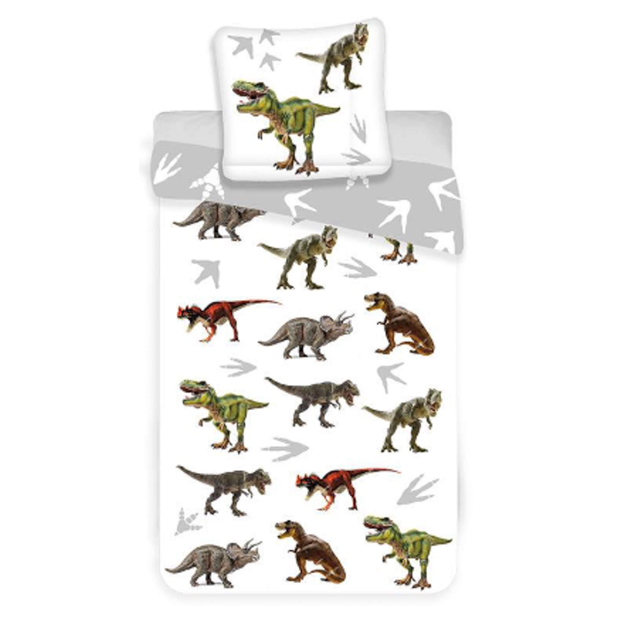 Dinosaurpåslakan - 100% bomull - Barnbäddset 140x200 cm - Olika dinosaurier