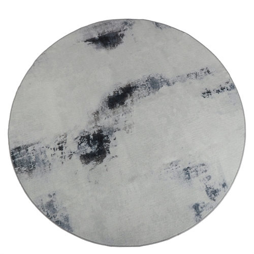 Runt matta - Golvmatta Ø 160 cm - Lös matta med halkfri baksida - Grå matta med abstrakt design - Mjuk golvmatta från Nordstrand Home Dorte