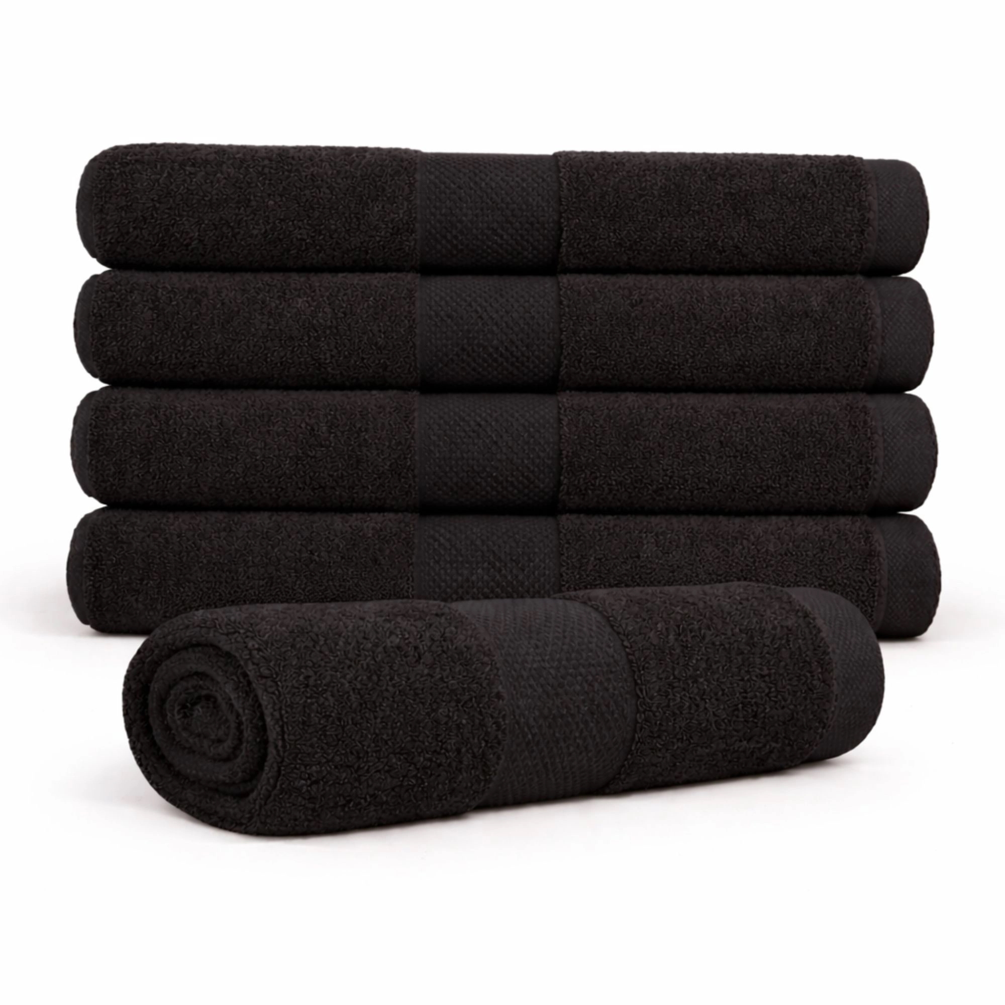 Bomullshandduk - 100% bomull - Badhandduk 70x140 cm - Diamant - Svart