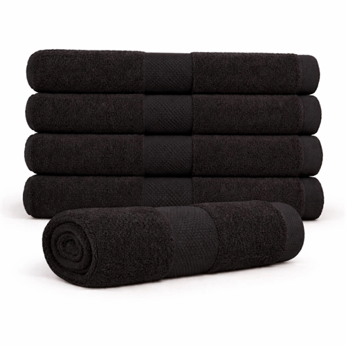 Bomullshandduk - 100% bomull - Badhandduk 70x140 cm - Diamant - Svart