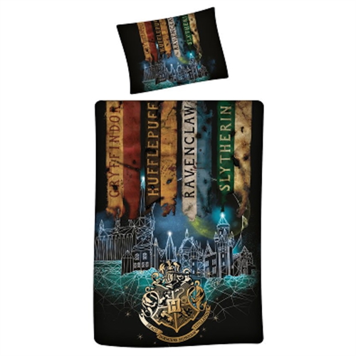 Harry Potter sengetøy av flanell - 140x200 cm - The deathly hallows sengesæt - 2 i 1 design - Dynebetræk i 100% bomuld