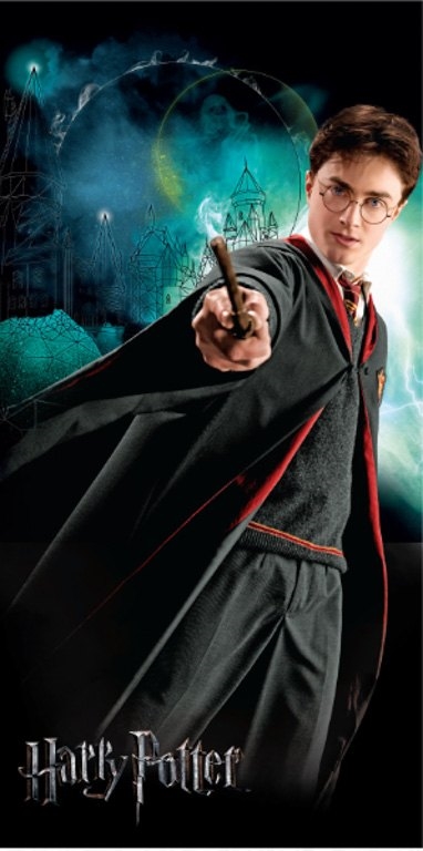 Harry Potter handduk - 70x140 cm - 100% bomull - Mjuk badhandduk med Harry Potter och hans trollstav