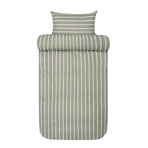 Sengetøy av flanell 140x220 cm - Grønt stripet sengesett - 100% bomullsflanell - Henning Høie of Scandinavia sengelinned